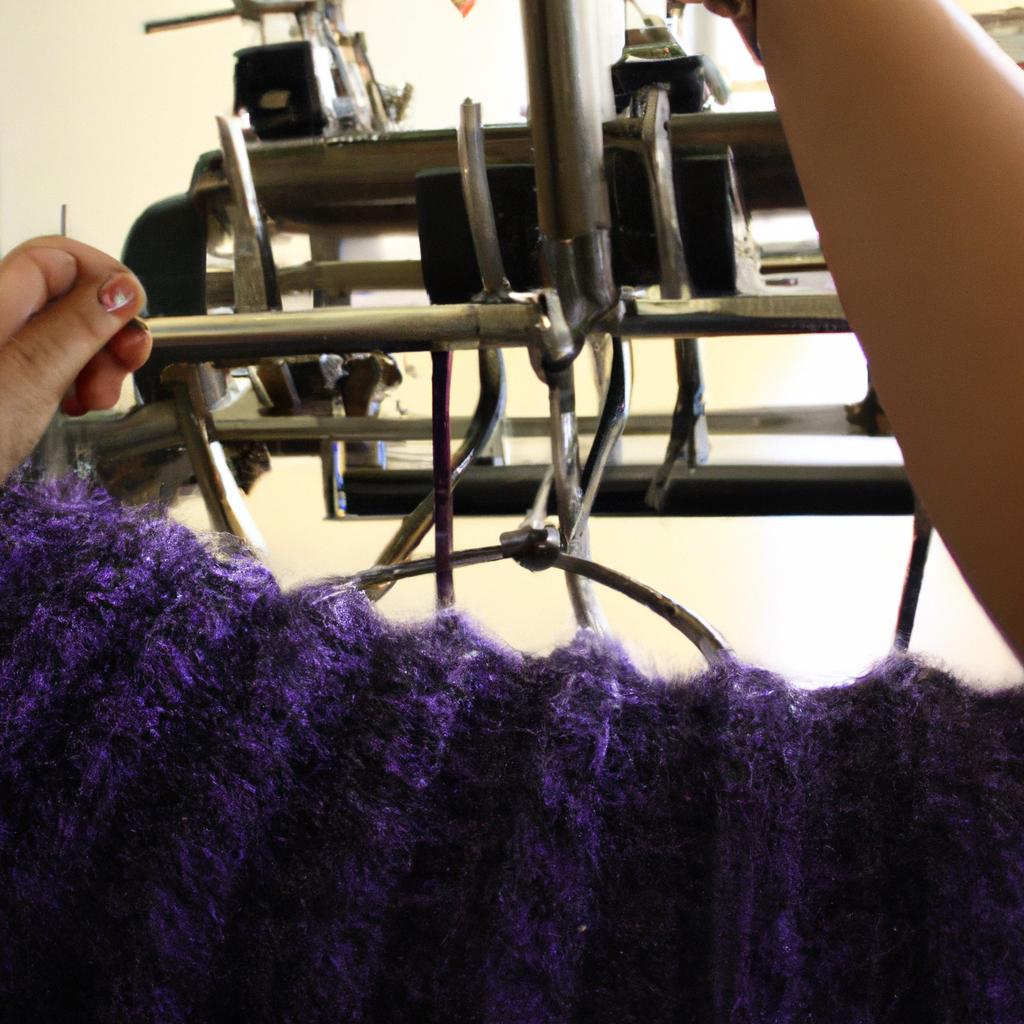 Person operating circular knitting machine