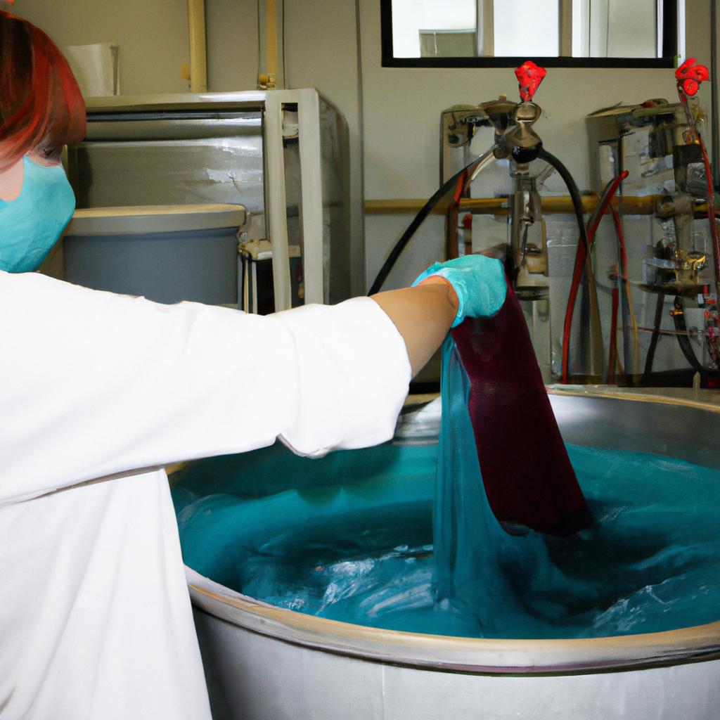 Person working with dyeing chemicals