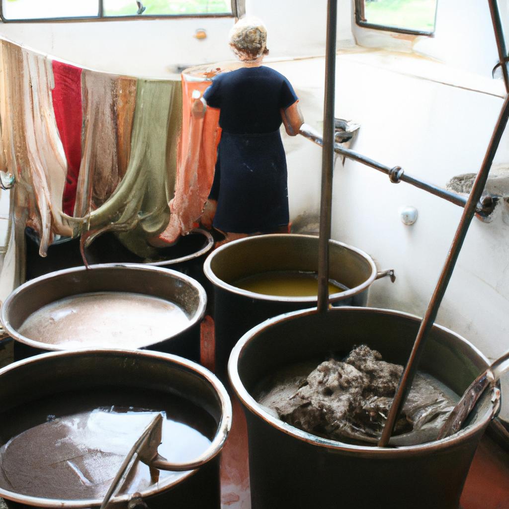 Person dyeing fabric or textiles