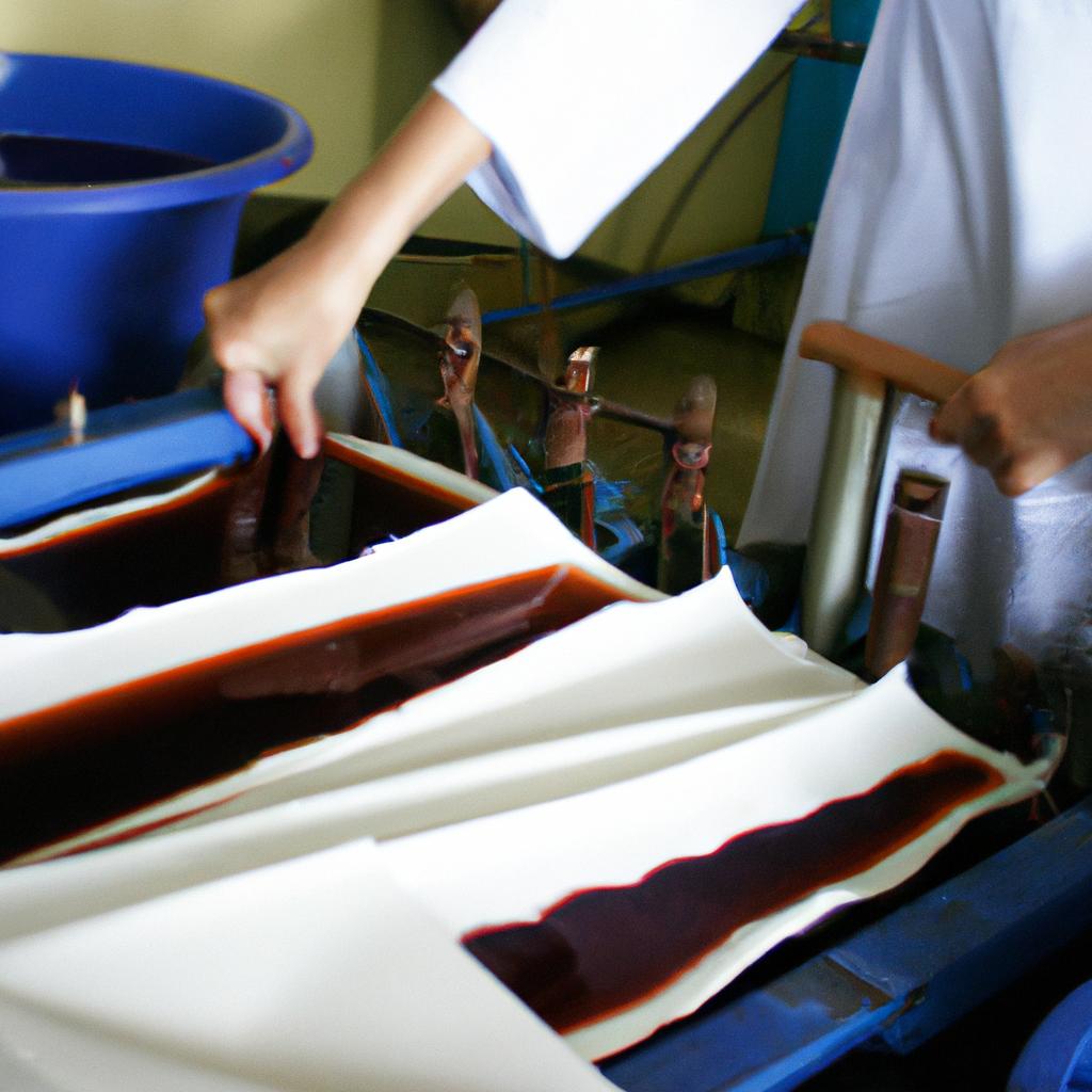 Person working with textile dyes