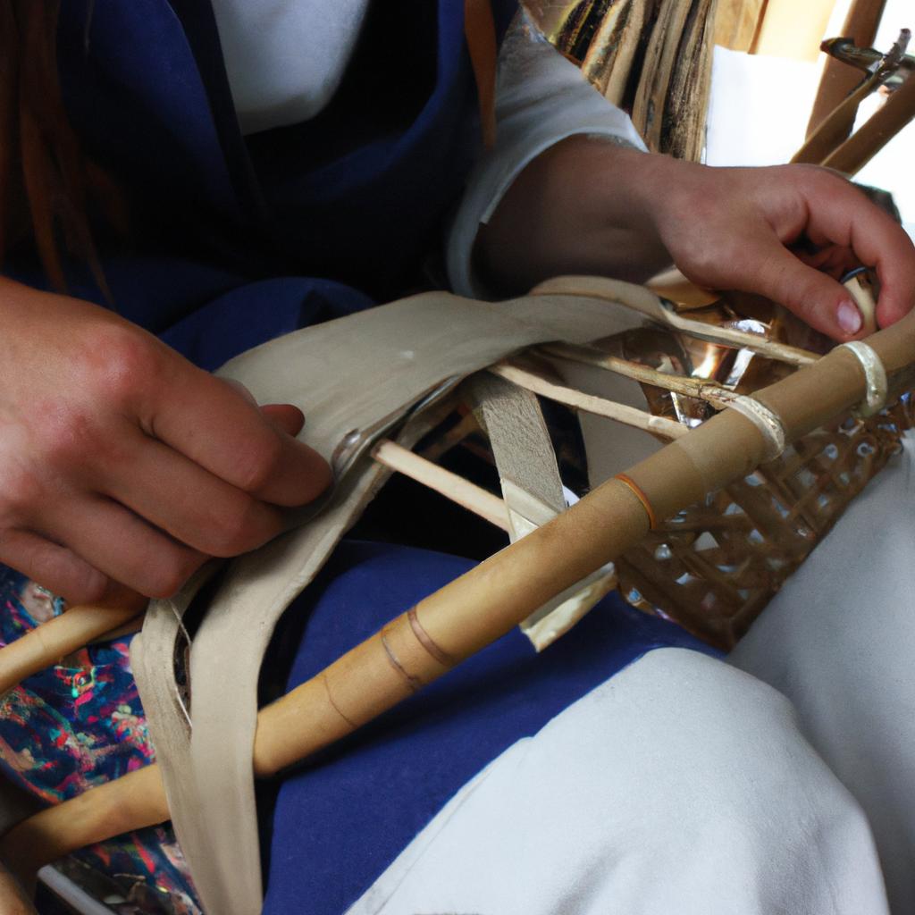 Person demonstrating weaving techniques